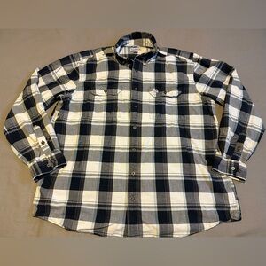 Carhartt Loose Fit Flannel Shirt Black White Plaid Heavyweight Men’s 2XL Tall